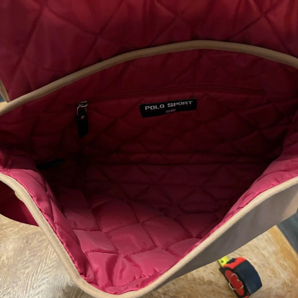 VINTAGE MENS POLO SPORT RALPH LAUREN KHAKI MESSENGER CROSSBODY BAG PURSE 90s Y2K - Picture 4 of 8